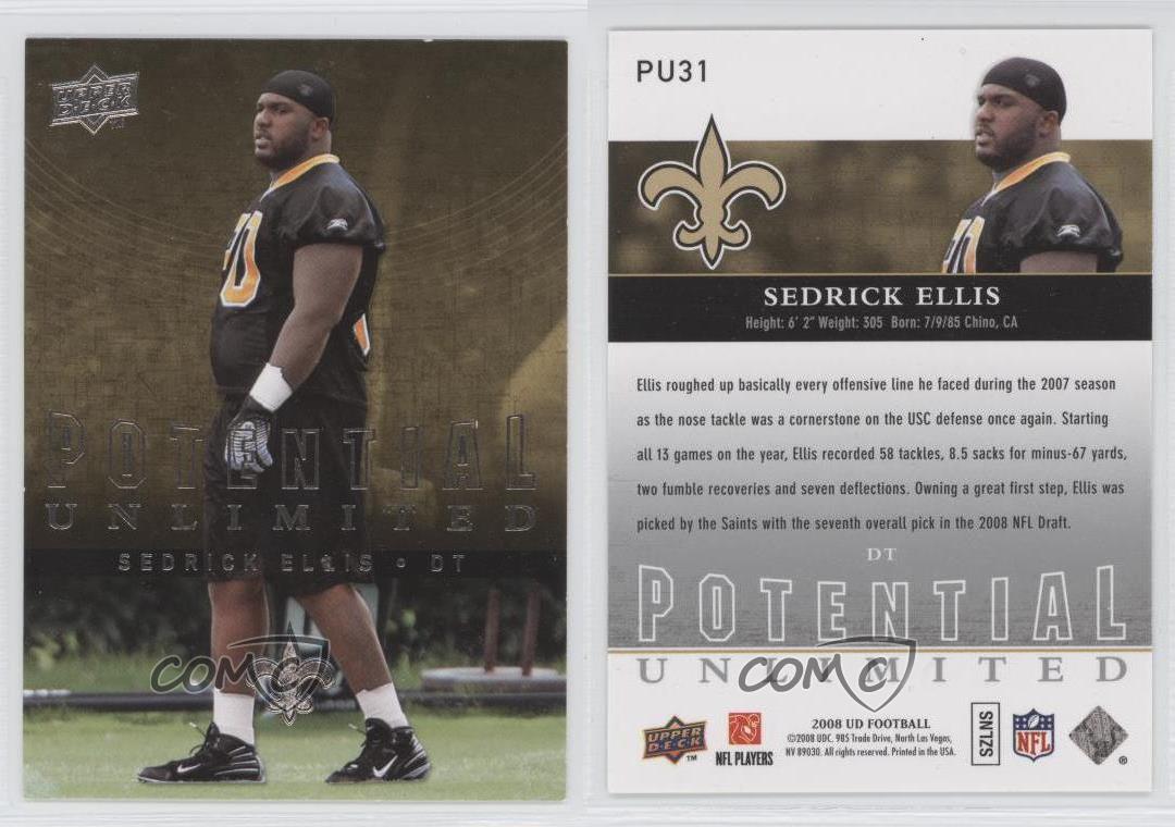 2008 Upper Deck Potential Unlimited Sedrick Ellis #PU31 Rookie RC - Picture 4 of 4