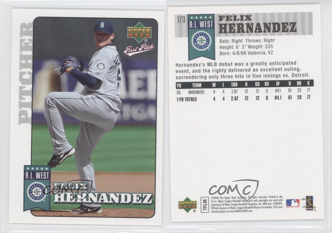  Felix Hernandez baseball card (Seattle Mariners King All Star)  2006 Upper Deck First Pitch #173 Rookie Season : Arte Coleccionable y  Bellas Artes