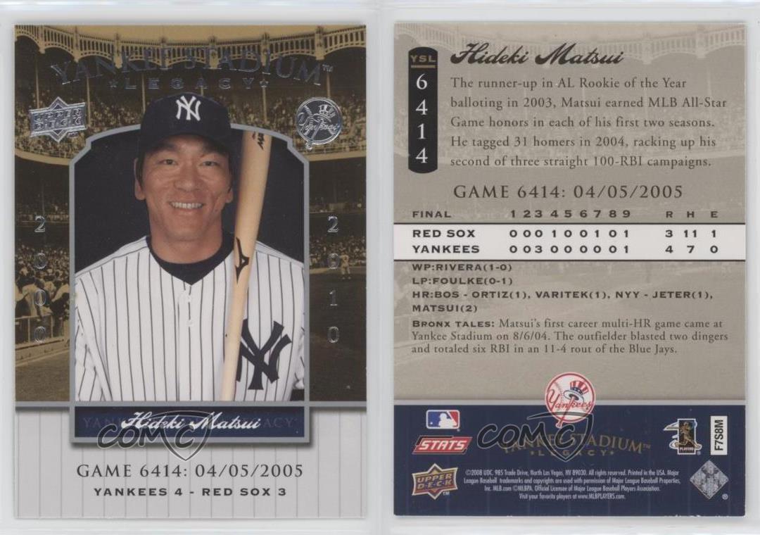 2008 Upper Deck Yankee magasin Stadium Legacy Hideki Matsui #YSL6414