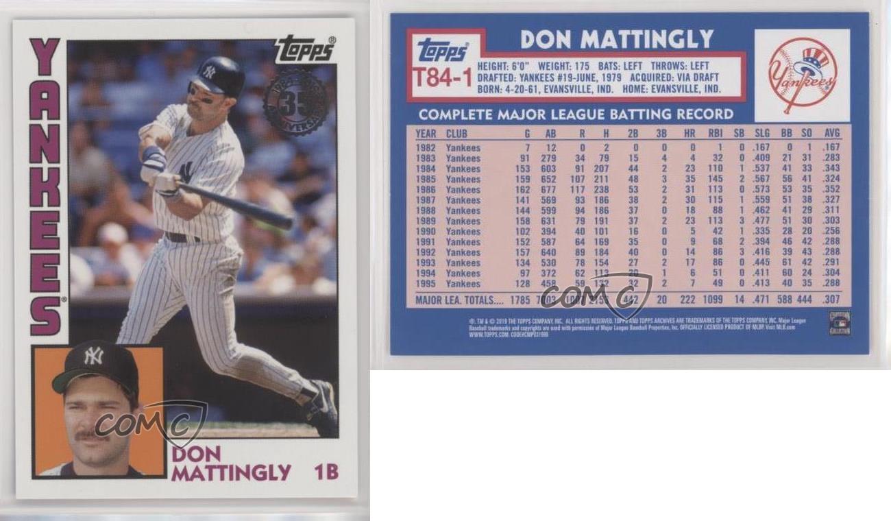 2019 Topps 1984 Topps Design #84T-1 Don Mattingly Baseball Card