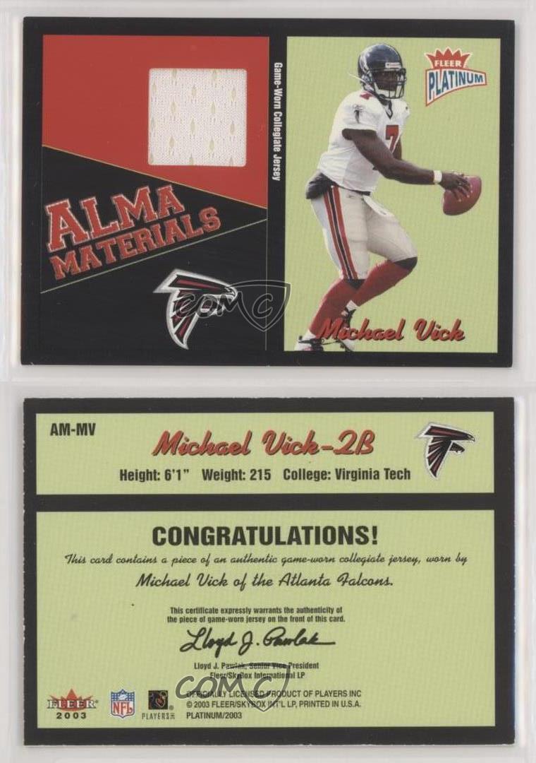 2003 Fleer Platinum Alma Materials Michael Vick JERSEY Falcons