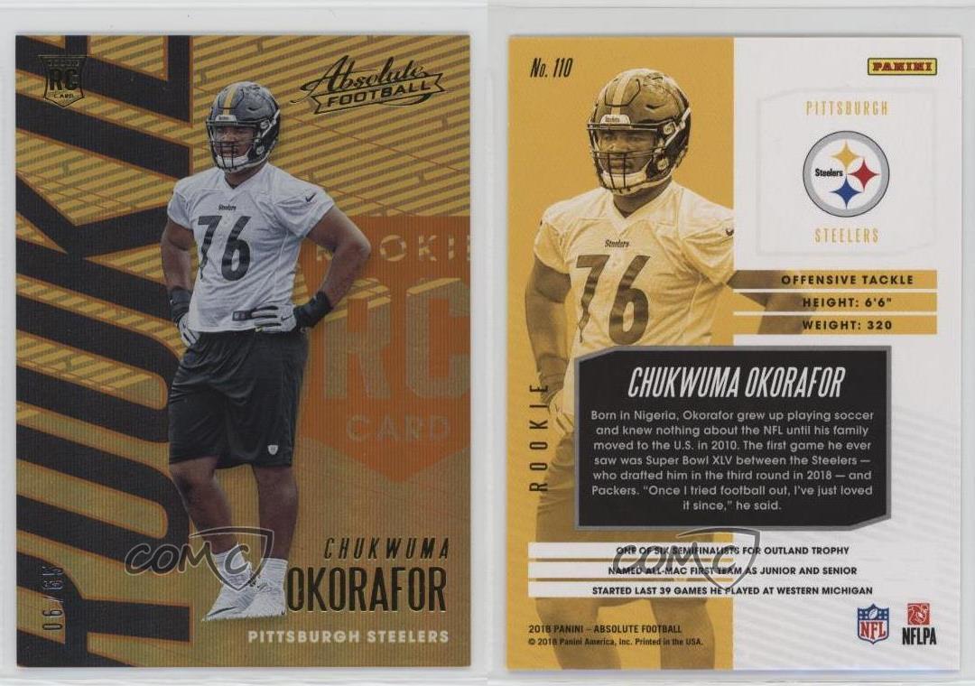2018 Panini Absolute Spectrum haute qualité Orange /65 Chukwuma Okorafor #110 Rookie RC