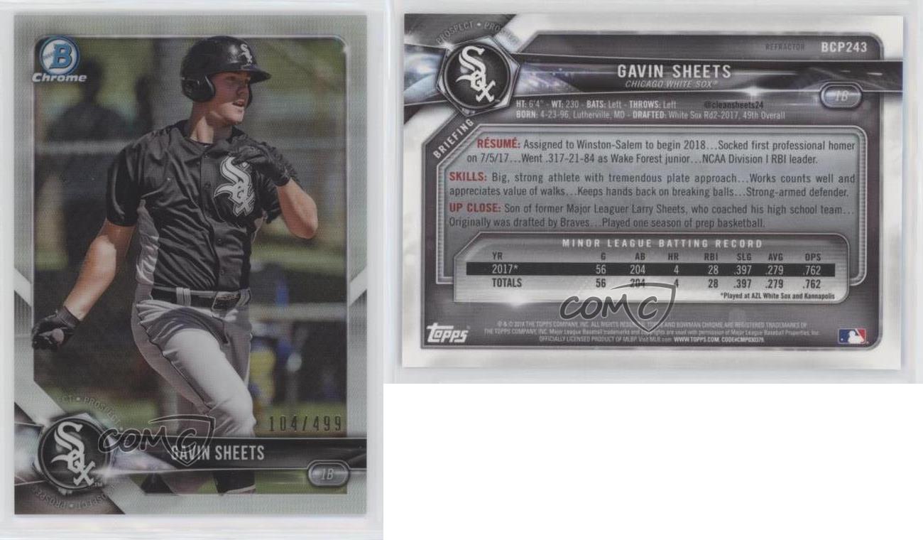 2018 Bowman Chrome Gavin Sheets Chicago White Sox #BCP243 Baseball