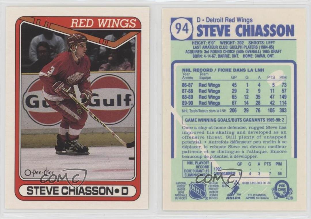 1990-91 O-Pee-Chee Hockey Steve Chiasson #94 NHL Card