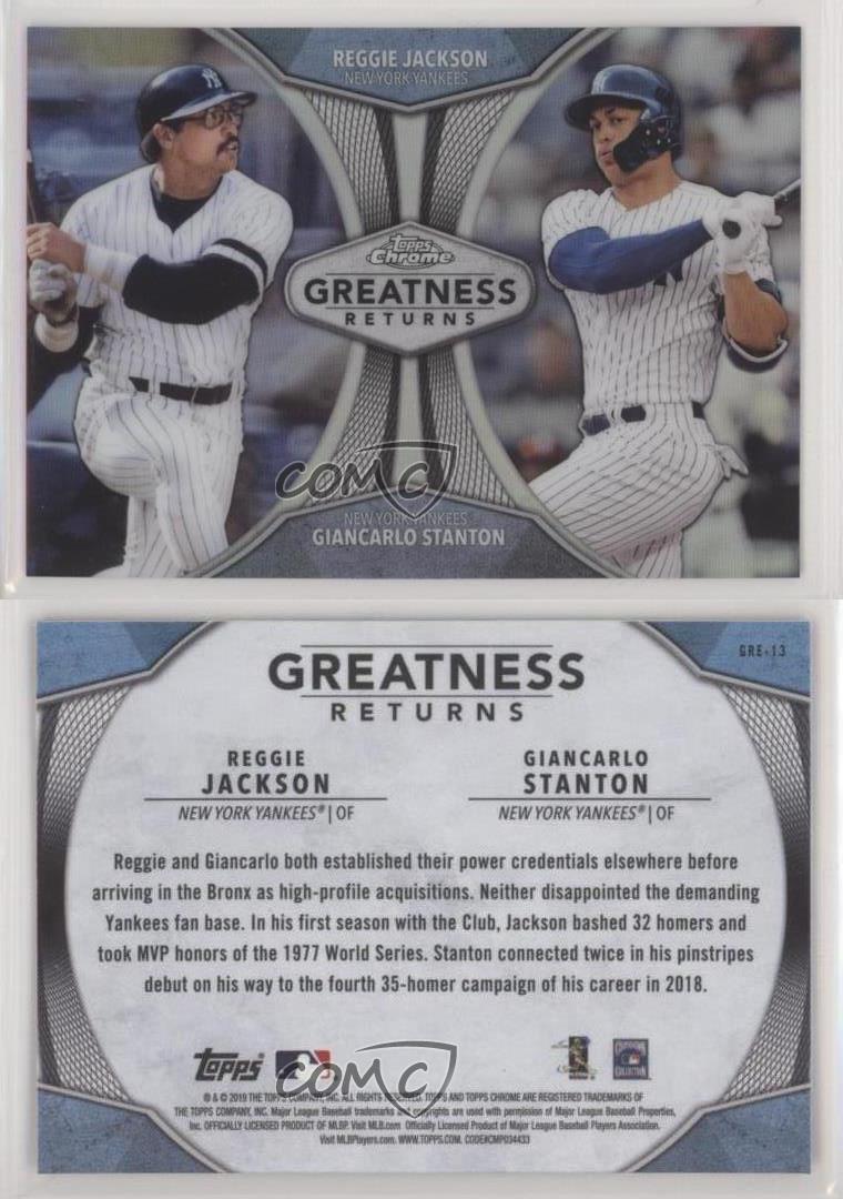 2019 Topps Chrome Giancarlo Stanton / Reggie Jackson Greatness Returns New  York Yankees Baseball Card CBT1C