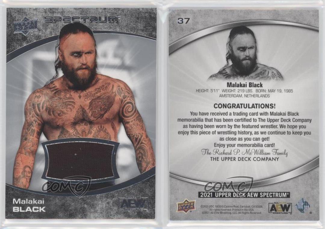 2021 Upper Deck AEW Spectrum Memorabilia Malakai Black #37 Rookie RC