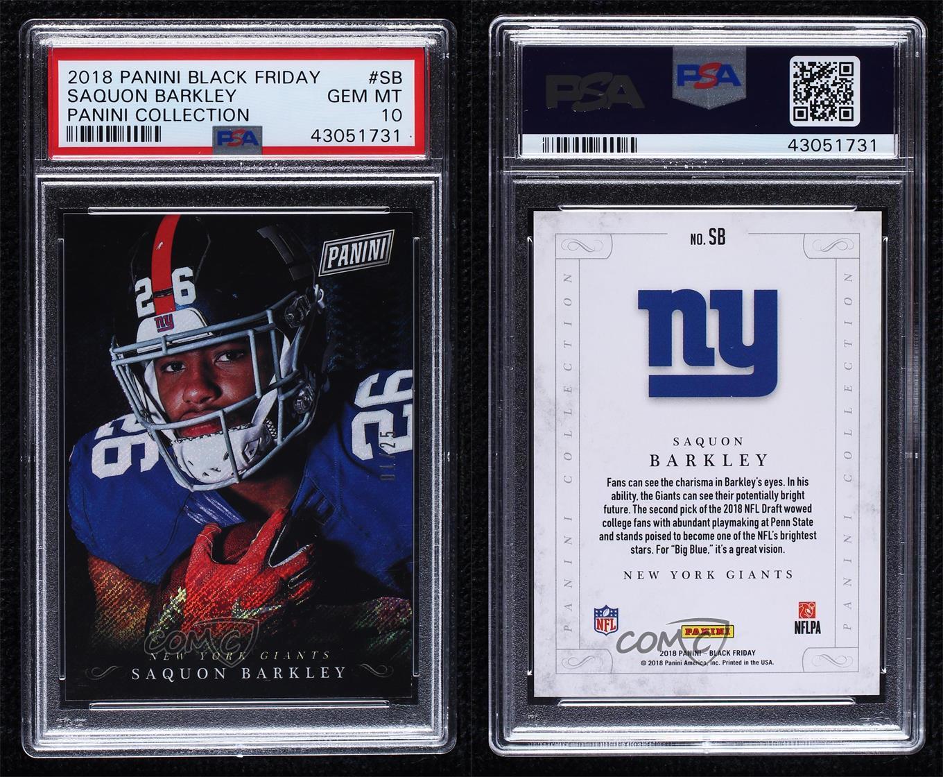 Collezione Panini Black Friday 2018 Rapture /25 Saquon Barkley PSA 10 Rookie RC - Foto 3 di 3