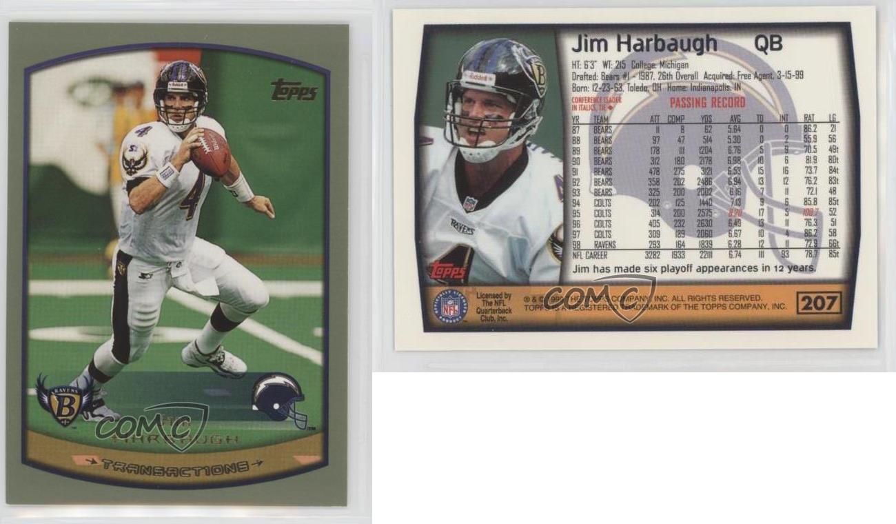 1999 Topps Jim Harbaugh Ravens/Chargers Football Card #207