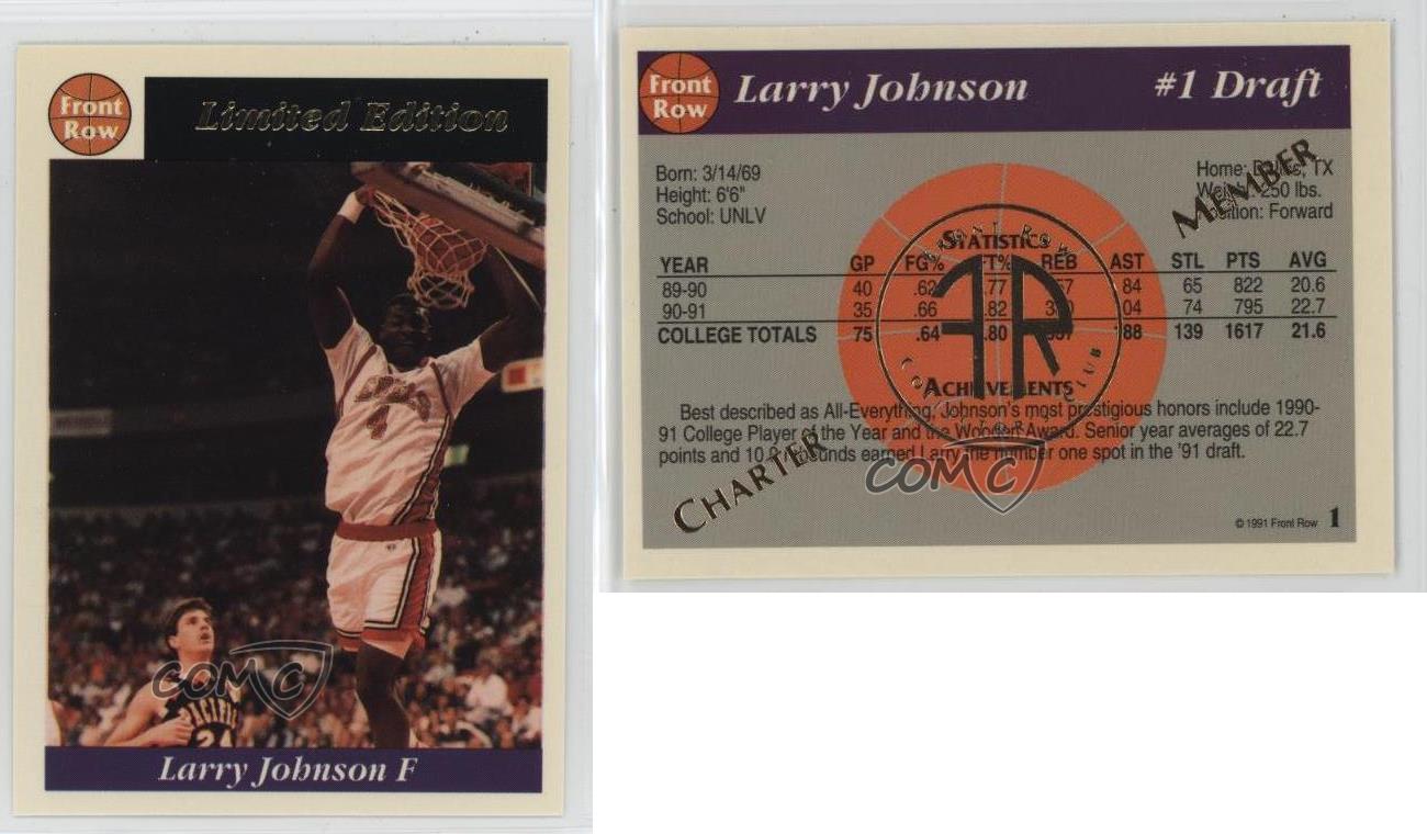 1991 Front Row Limited Edition Draft Gold Charter Member Larry Johnson Rookie RC - Picture 3 of 4