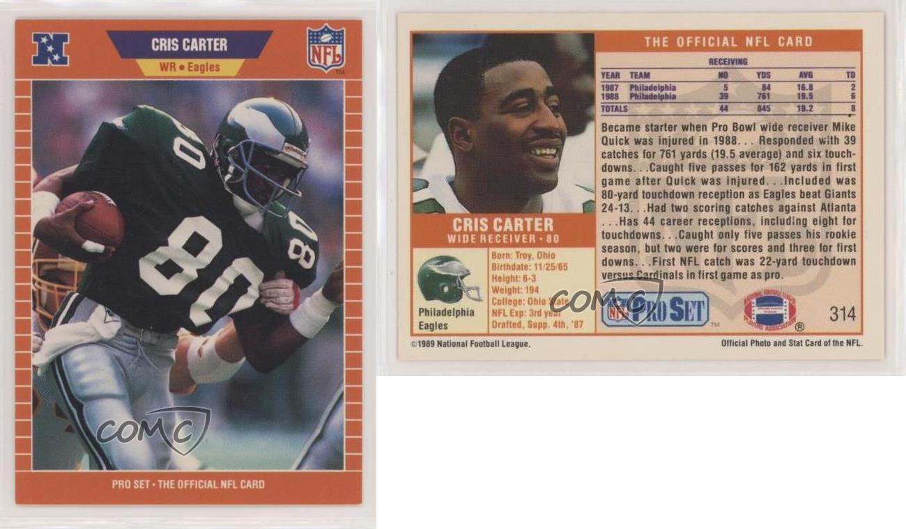 1989 Pro Set Football #314 Cris Carter Rookie Eagles Vikings Ohio