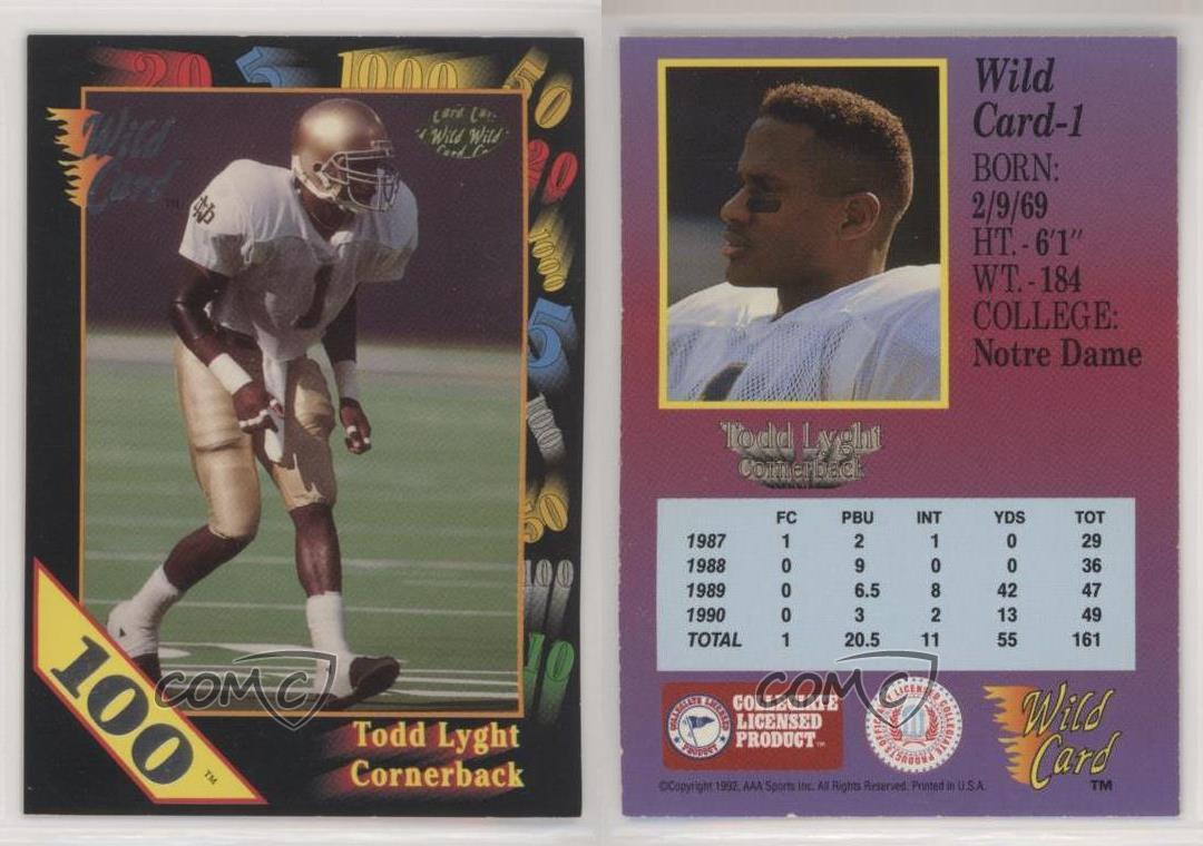 1991 Wild Card Draft 100 Stripe Todd Lyght 1 Rookie eBay