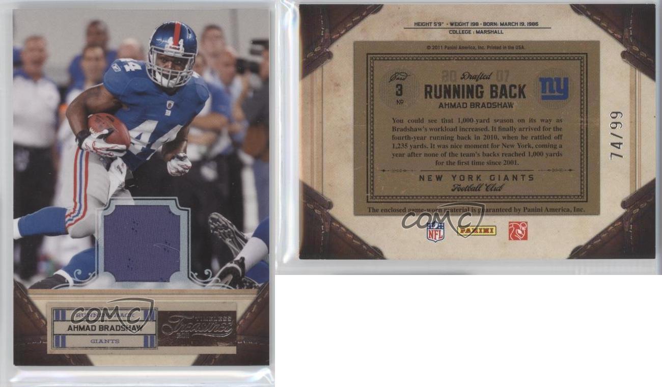 2011 Panini Timeless Treasures Material Jerseys /99 Ahmad Bradshaw #3