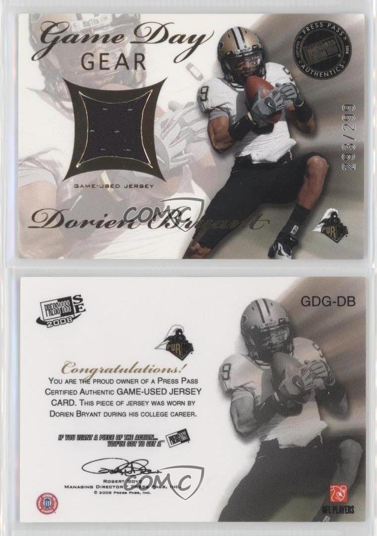 2008 Press Pass SE Game Day Gear Gold /299 Dorien Bryant #GDG-DB.2 Rookie RC