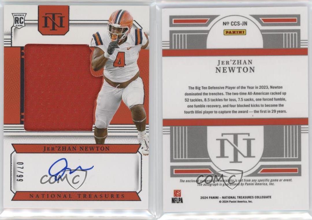 2024 Panini National Treasures Jer'zhan Newton Collegiate Silhouettes Autograph Patch RC /99