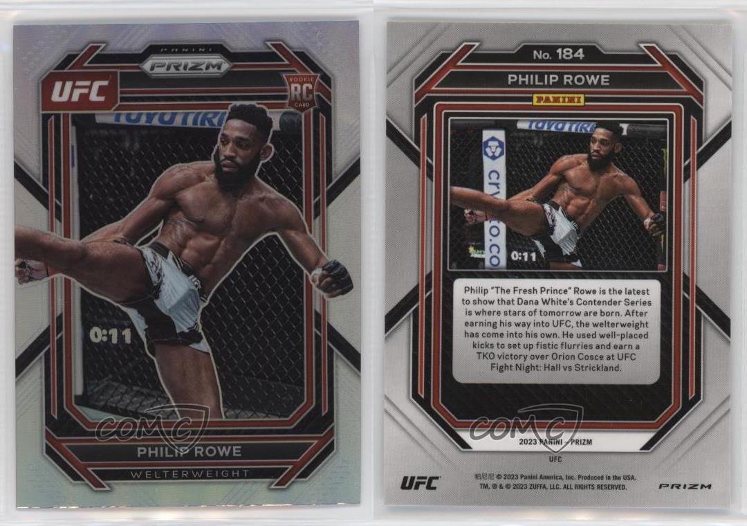 2023 Panini Prizm UFC Silver Prizm Philip Rowe #184 Rookie RC - Picture 4 of 4