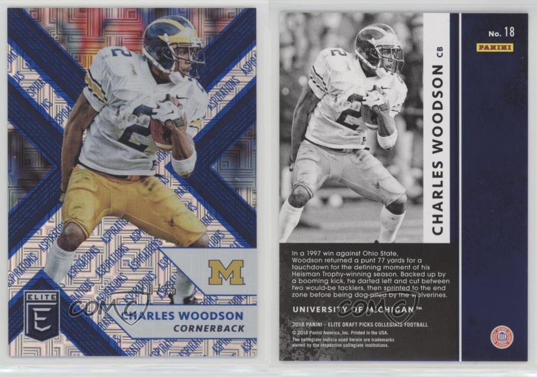 2018 Panini Elite Draft Picks 18 Charles Woodson Michigan Wolverines Football Card Single Cards Sports Collectibles Fcteutonia05 De