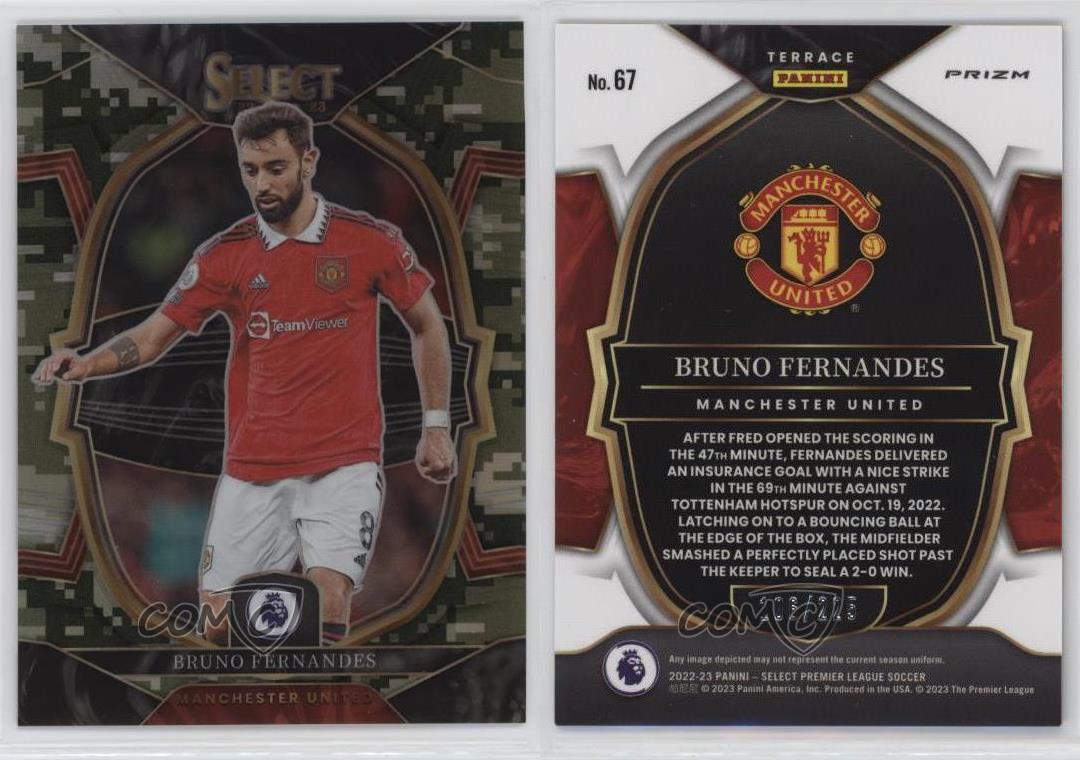 2022-23 Panini Select Premier League Terrace Camo Prizm /225 Bruno Fernandes #67 - Picture 4 of 4