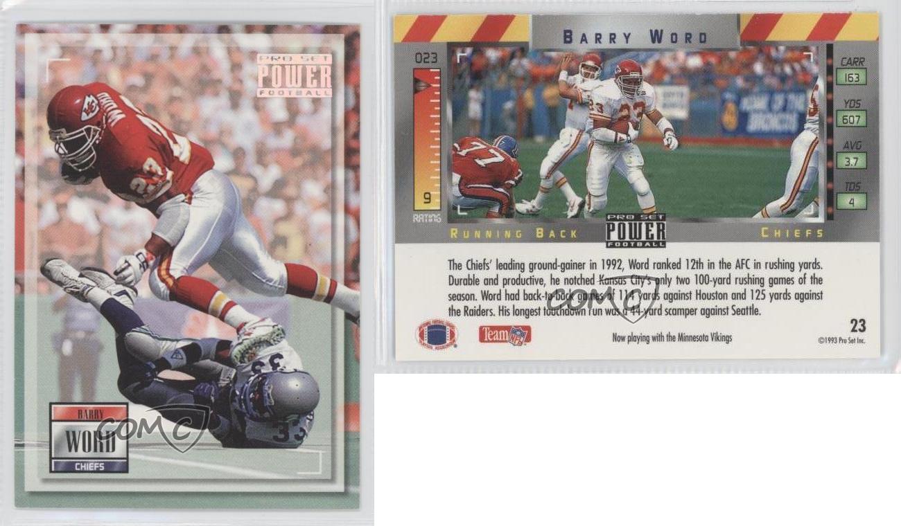 1993 Pro Set Power #23 Barry Word Kansas City Chiefs Football Card | eBay