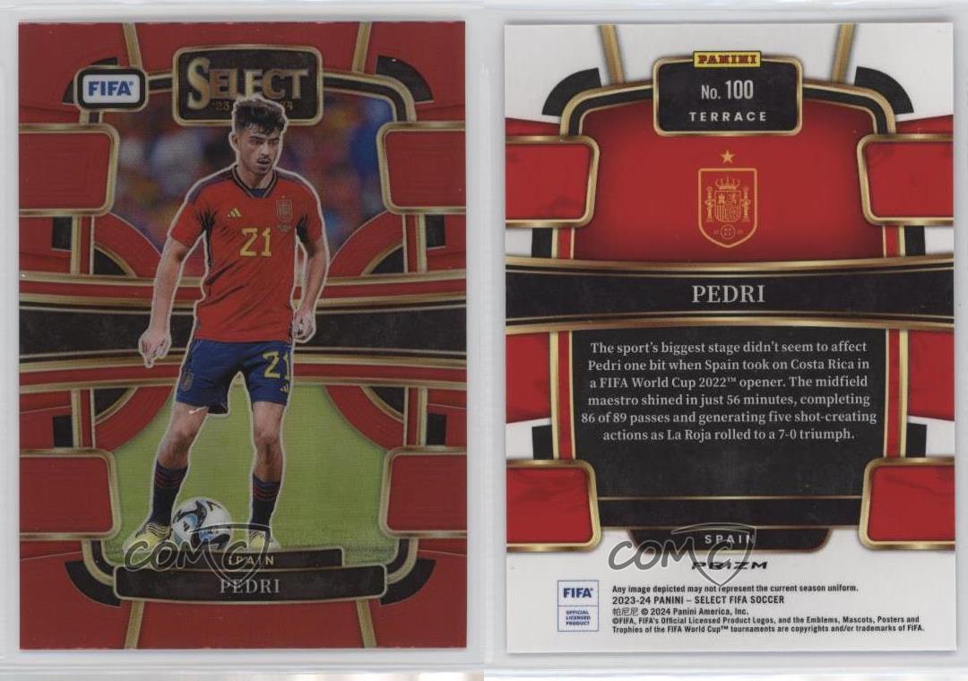 2023-24 Panini Select FIFA Terrace Red Prizm Pedri #100