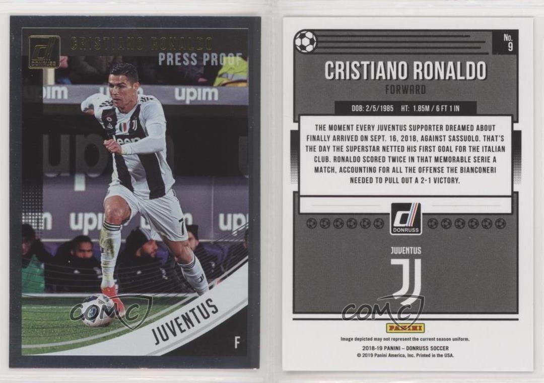 2018-19 Donruss Press Proof Silver #9 Cristiano Ronaldo Juventus Soccer Card