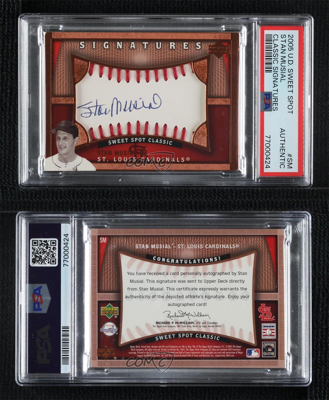 2005 Upper Deck Sweet Spot Classic Signatures Stan Musial PSA Autentico Auto HOF - Foto 3 di 3