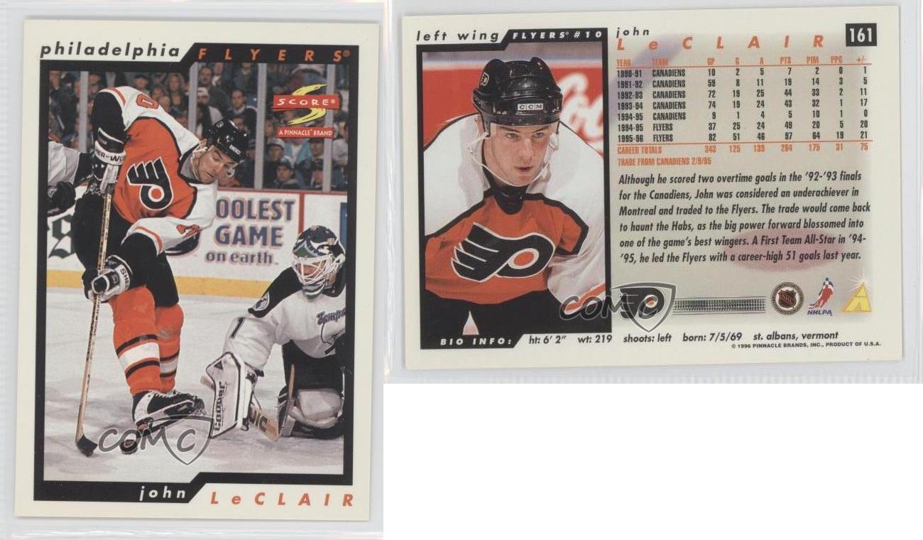 1996 97 score 161 john leclair philadelphia flyers hockey card ebay 97 flyers