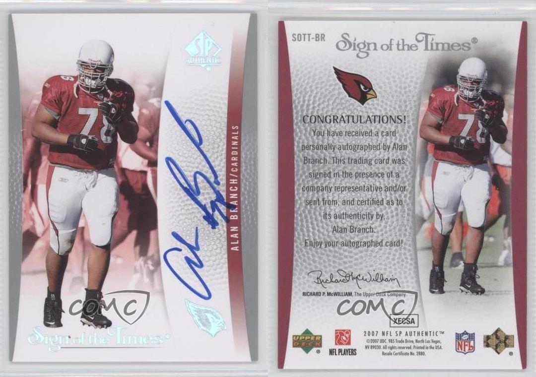 2007 SP Authentic Sign of the Times Alan Branch #SOTT-BR Rookie Auto RC - Picture 4 of 4