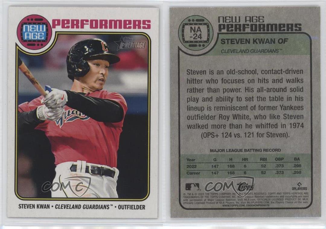 2023 Topps Heritage New Age Performers Steven Kwan Guardians #NA-24 *Mint*  Qty