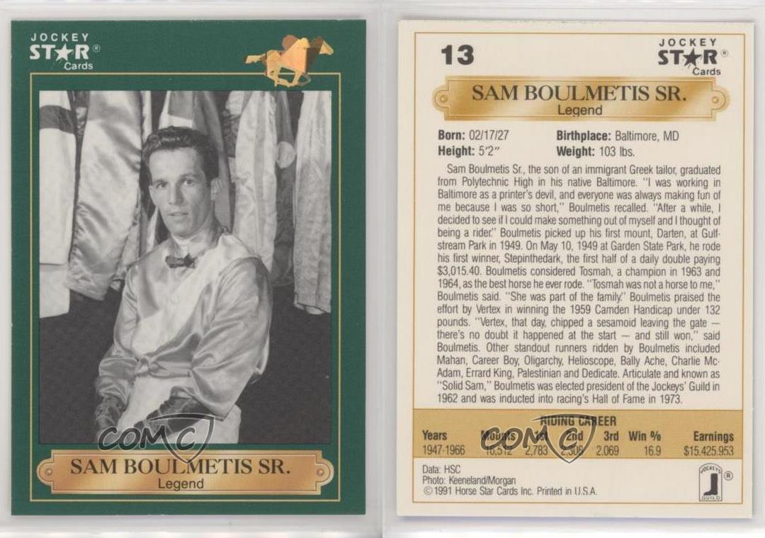 Sam Renick trading card Horse Racing 1991 Jockey Star #19