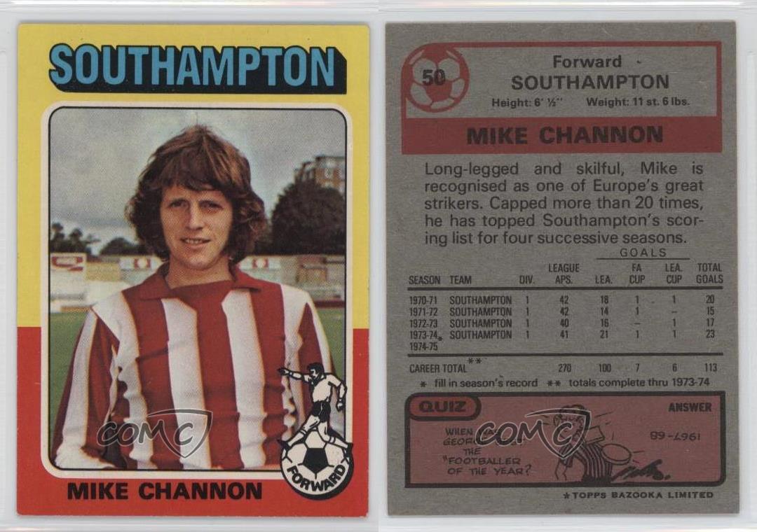 TOPPS 1975 FOOTBALLERS #050-SOUTHAMPTON-MIKE CHANNON