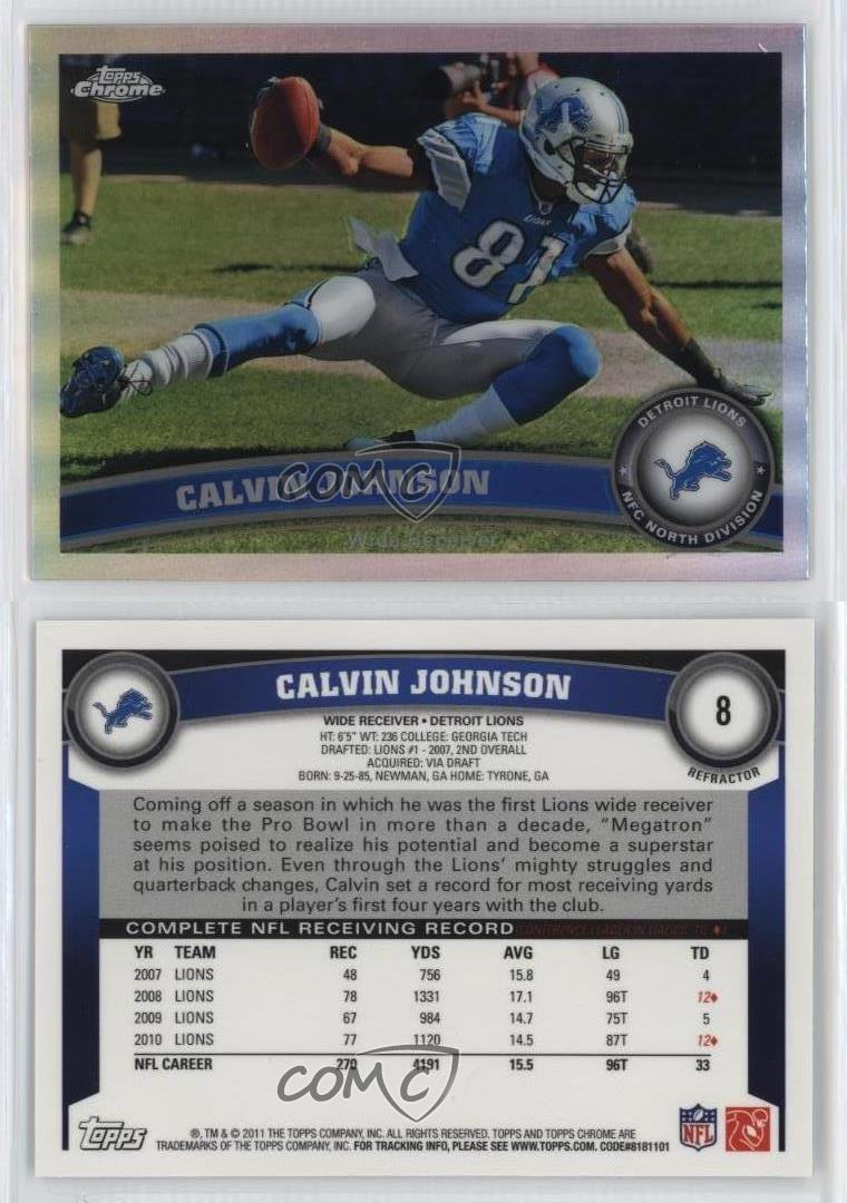 2011 Topps Chrome Football Red Refractor Calvin Johnson 23/25 #8