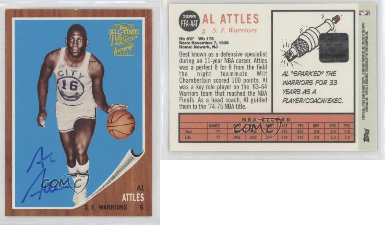 2005-06 Topps 1952 Style Fan Favorites Auto Al Attles #FFA-AAT Auto HOF - Picture 3 of 4