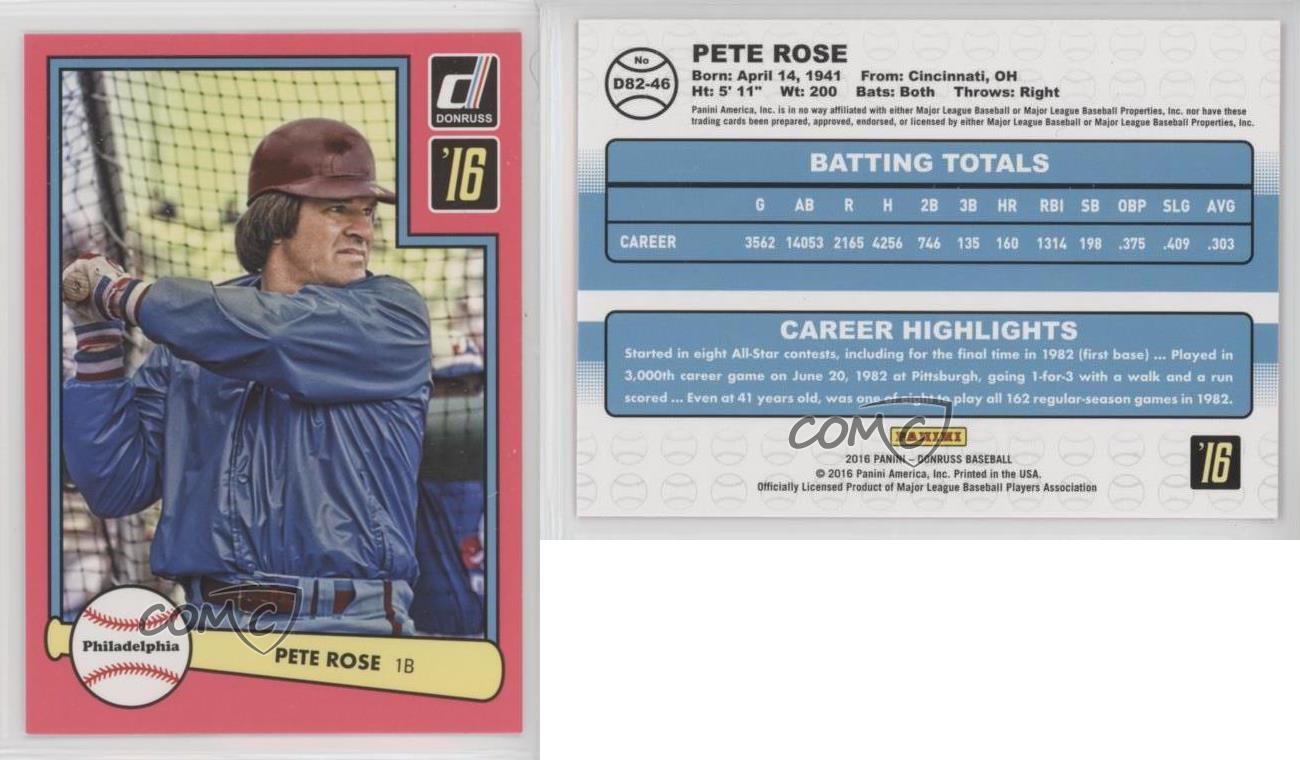 Pete Rose 2016 PANINI DONRUSS BASEBALL CARD!!! 1982 Design
