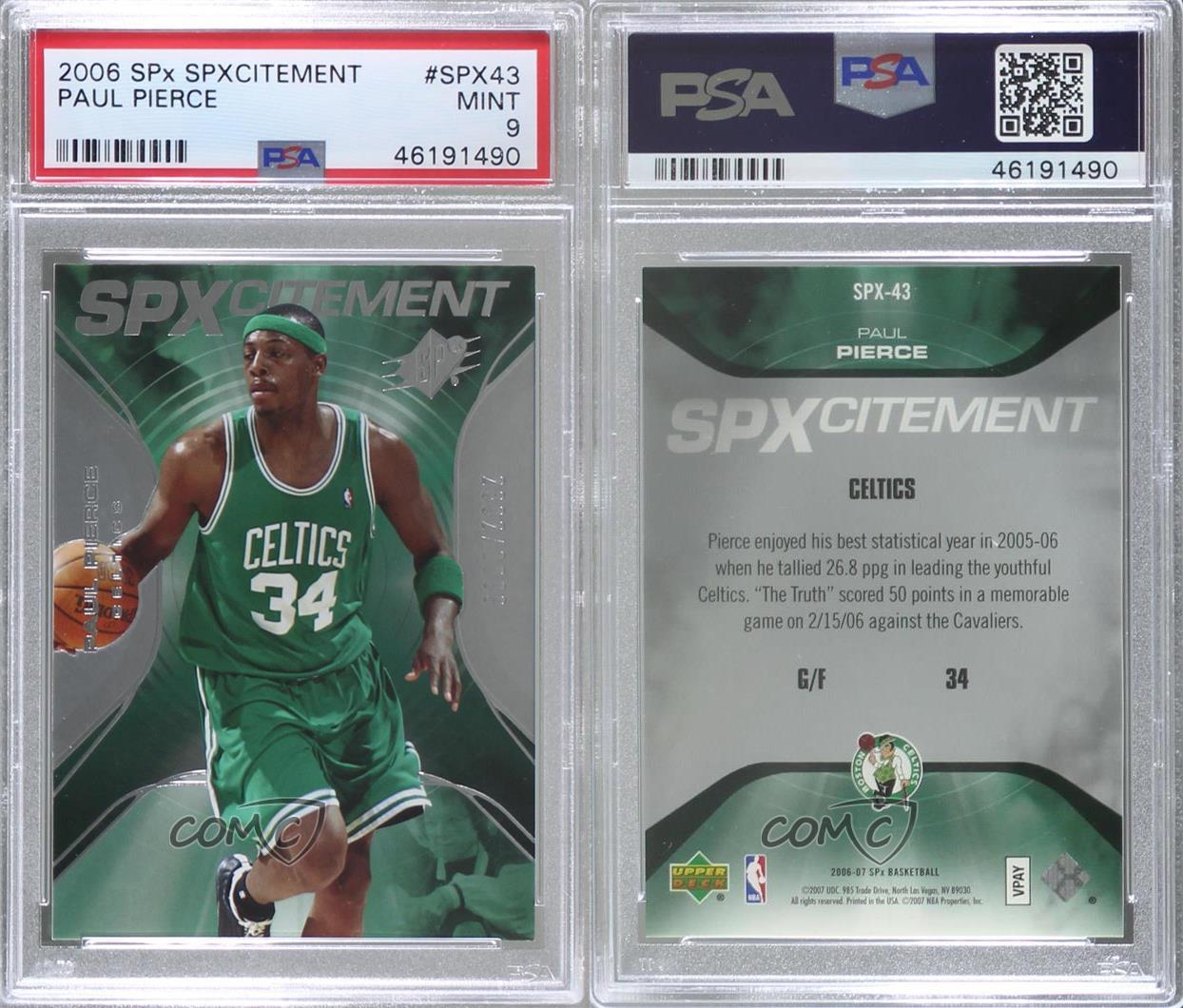 2006-07 SPx SPXcitement /2999 Paul Pierce #SPX-43 PSA 9 MINT HOF - Picture 3 of 3