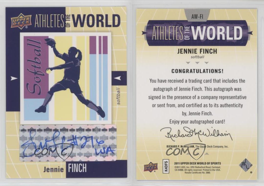 2011 Upper Deck World of Sports Athletes of the World Jennie Finch AW FI Auto eBay
