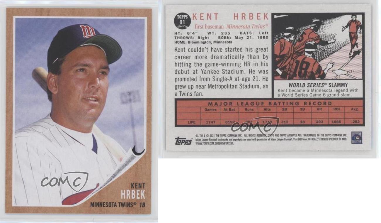 2021 Topps Archives Baseball Kent Hrbek Minnesota Twins Card #91