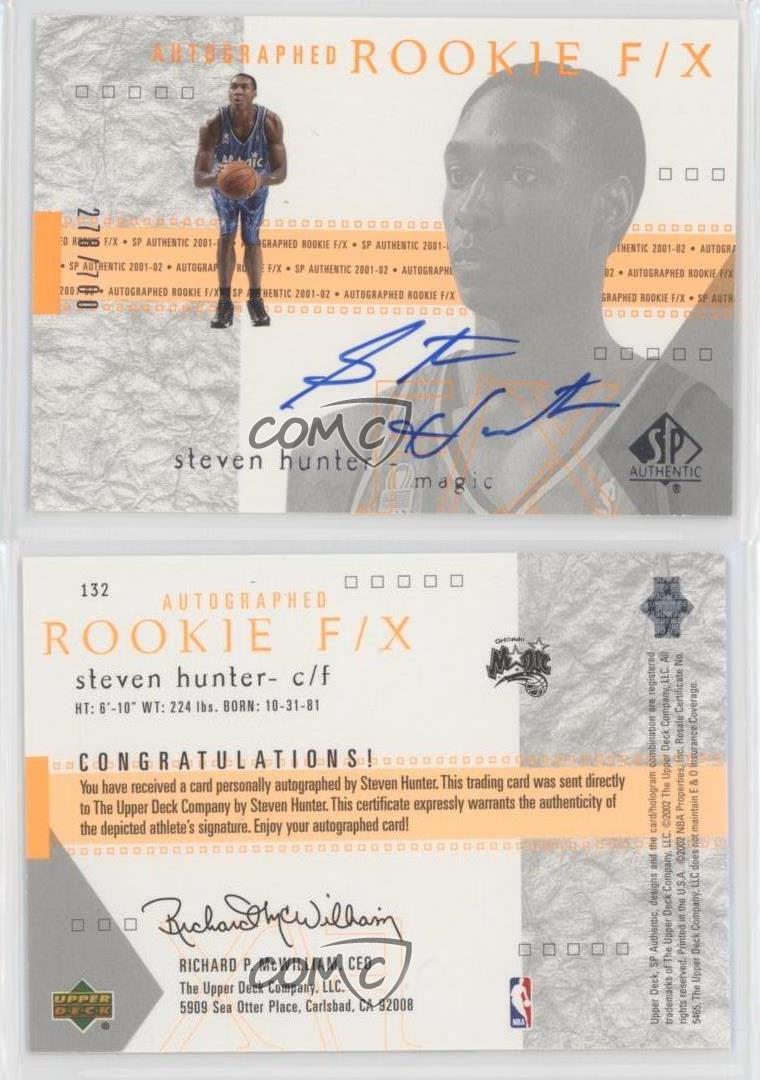 2001-02 SP Authentic Auto Rookie F/X /700 Steven Hunter #132 Rookie Auto RC - Picture 4 of 4