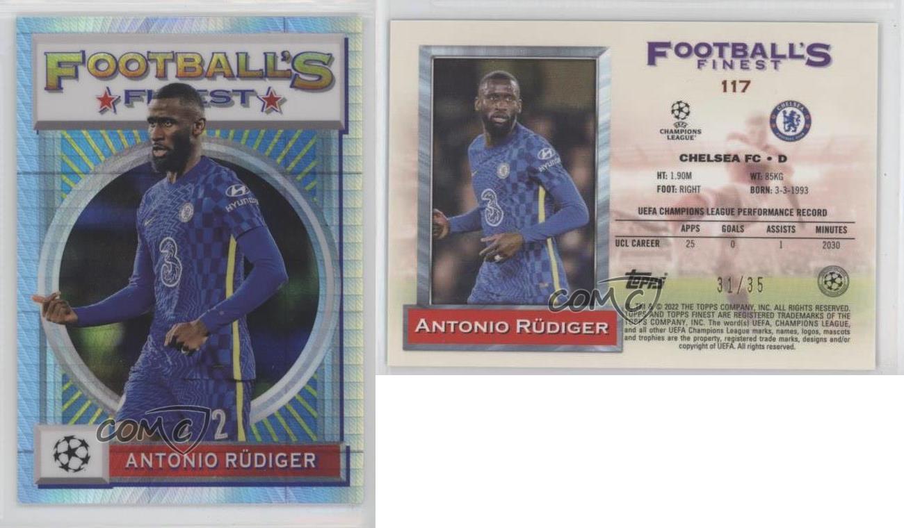 2021-22 Topps Finest Flashbacks UCL Prism Refractor /35 Antonio Rudiger Rüdiger - Foto 3 di 3