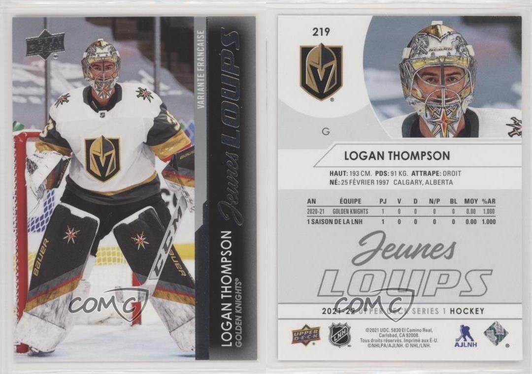 2021-22 Upper Deck Series 1 Young Guns French Logan Thompson #219 Rookie RC