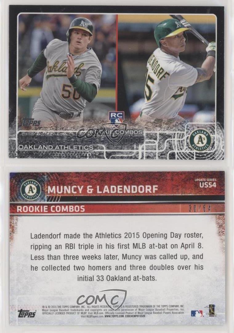 : 2015 Topps Update Baseball #US54 Max Muncy/Tyler Ladendorf  Rookie Card : Collectibles & Fine Art