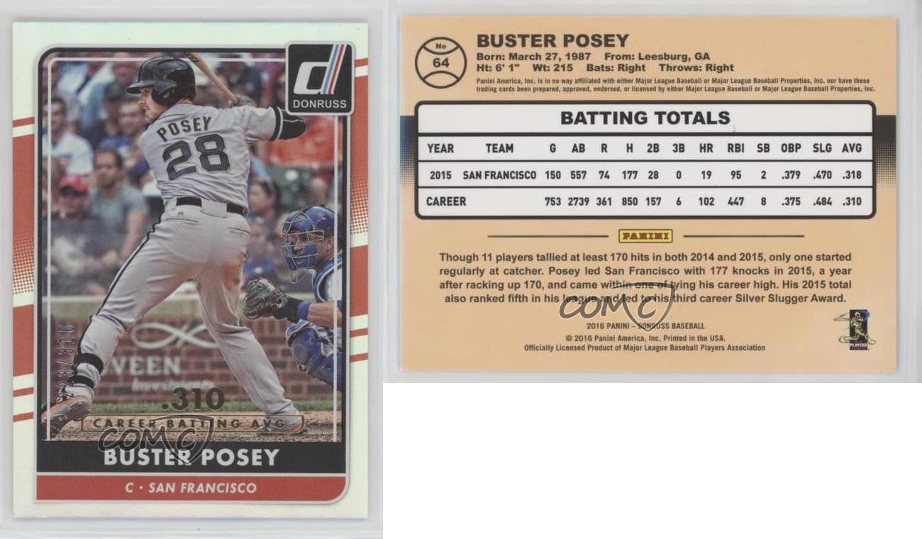 2016 Donruss Stat Line Career #64 Buster Posey/310 - NM-MT