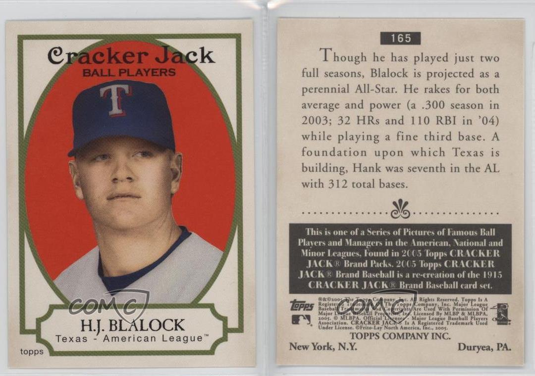 Hank Blalock 2005 Topps Cracker Jack STICKER NO. 165 on eBid United States