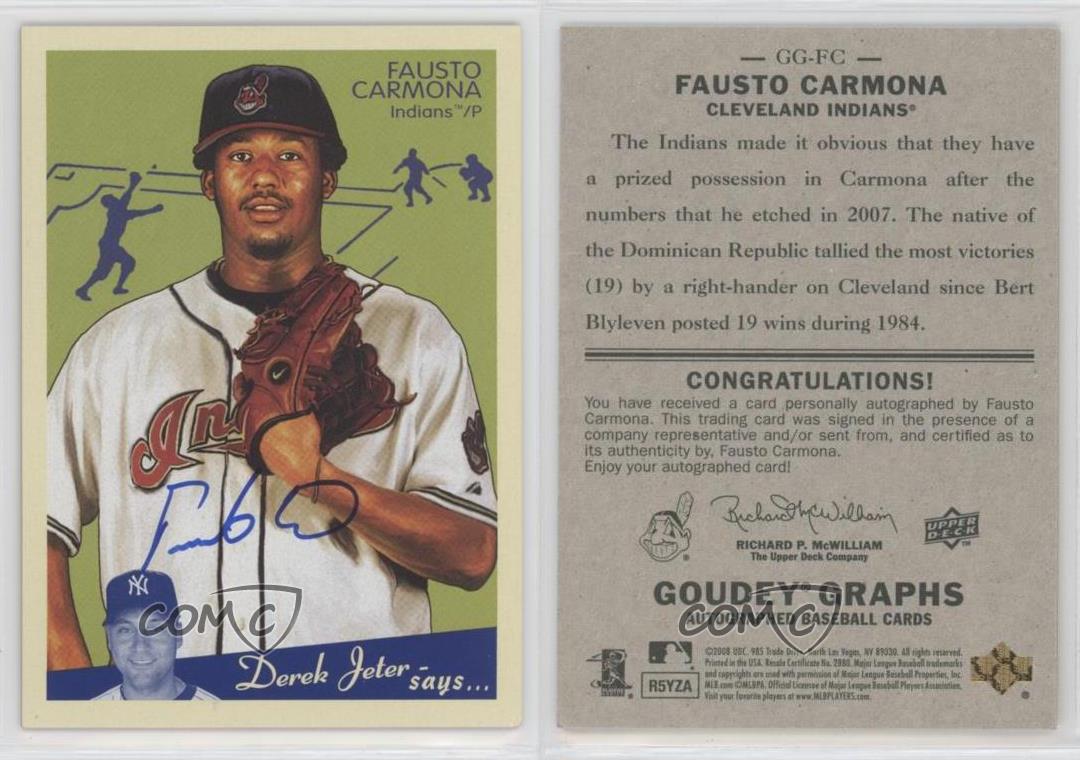 2008 Upper Deck Goudey Graphs Roberto Hernandez Fausto Carmona #GG-FC Auto - Picture 3 of 3
