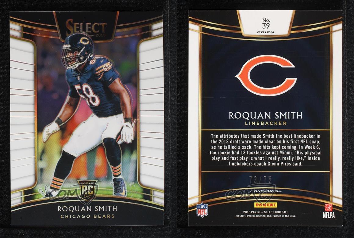 : 2018 Select Roquan Smith Bears 4/75 Autographed Jersey Rookie  Football Card #RM-RS : Collectibles & Fine Art