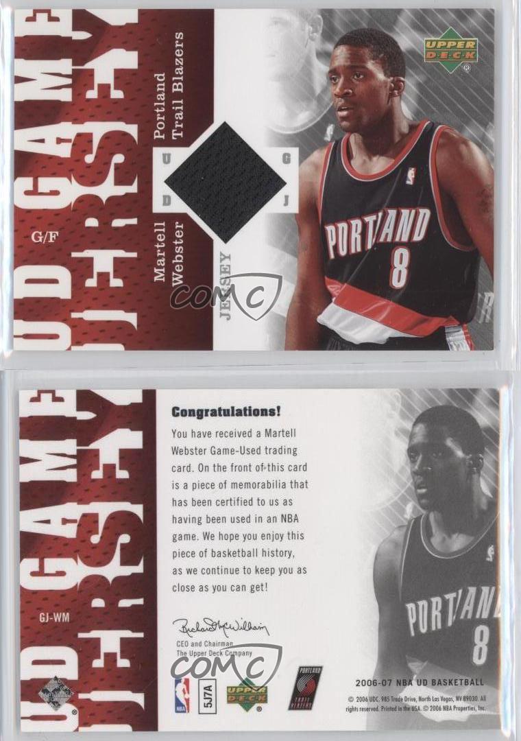 Maillot Upper Deck UD Game 2006-07 expédition Martell Webster #GJ-WM