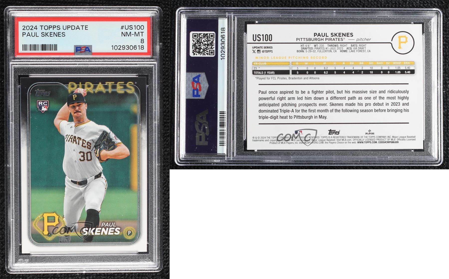 2024 Topps Update Paul Skenes (White Uniform) #US100 PSA 8 Rookie RC - Picture 3 of 4
