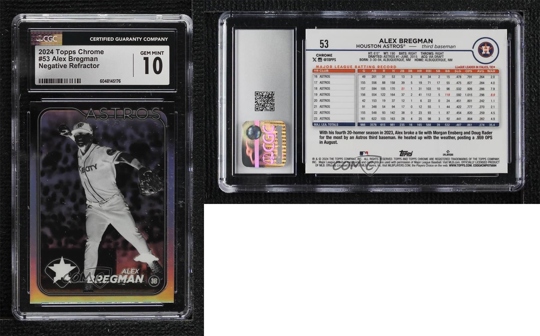 2024 Topps Chrome Negative Refractor Alex Bregman #53 CGC 10 Gem Mint - Picture 3 of 3