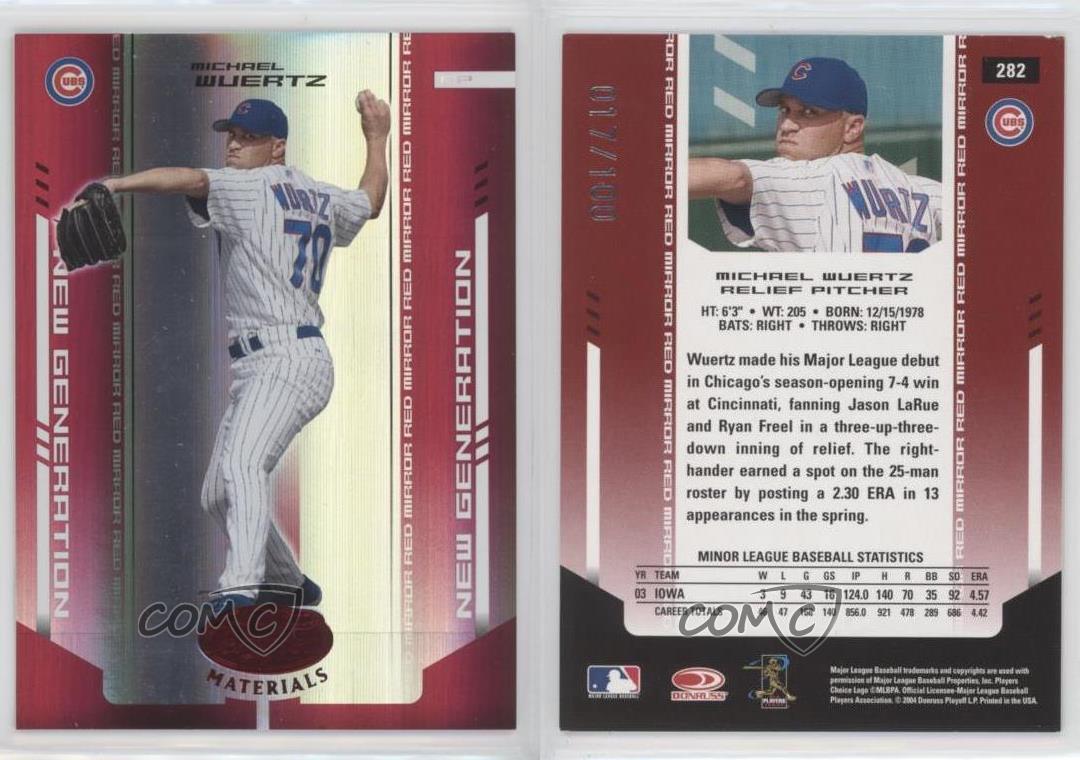 2004 Leaf Certified Materials Red Mirror /100 Michael Wuertz #282 Rookie Auto RC | eBay