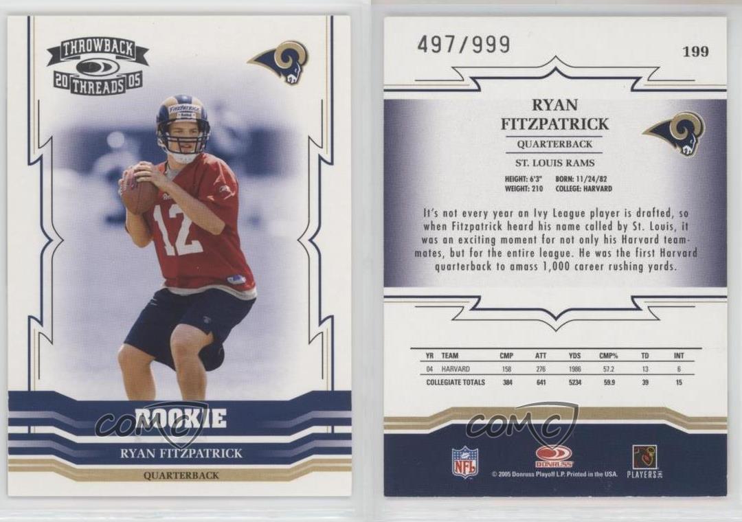 RYAN FITZPATRICK RC 2005 Donruss Throwback Threads 199