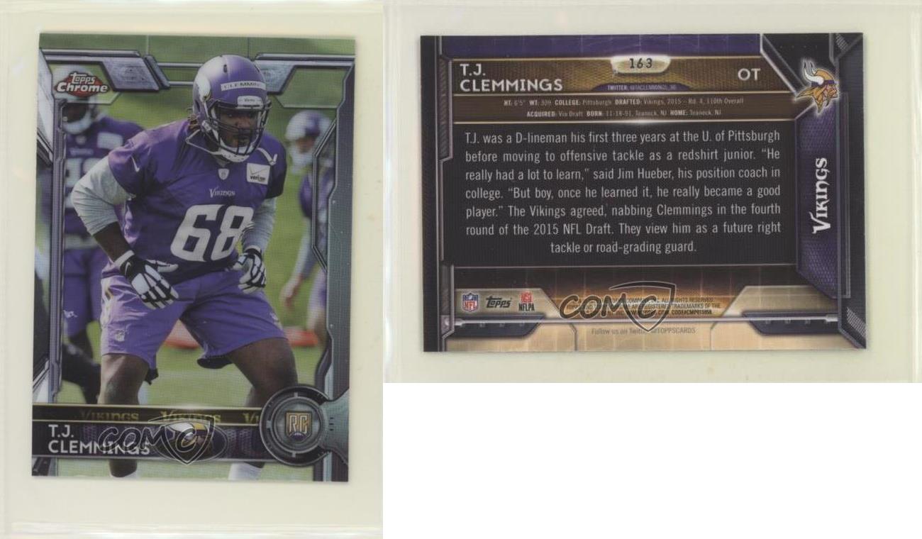 2015 Topps Chrome Mini Rookies TJ Clemmings #163 Rookie RC - Picture 4 of 4